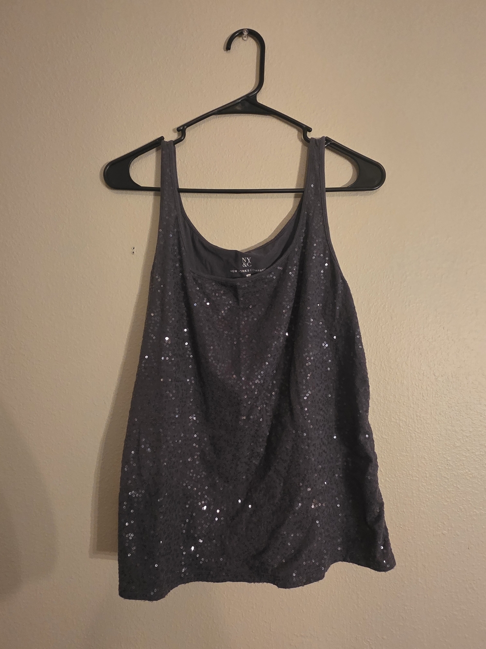 New York & Company Gray Sequin Scoop Tank